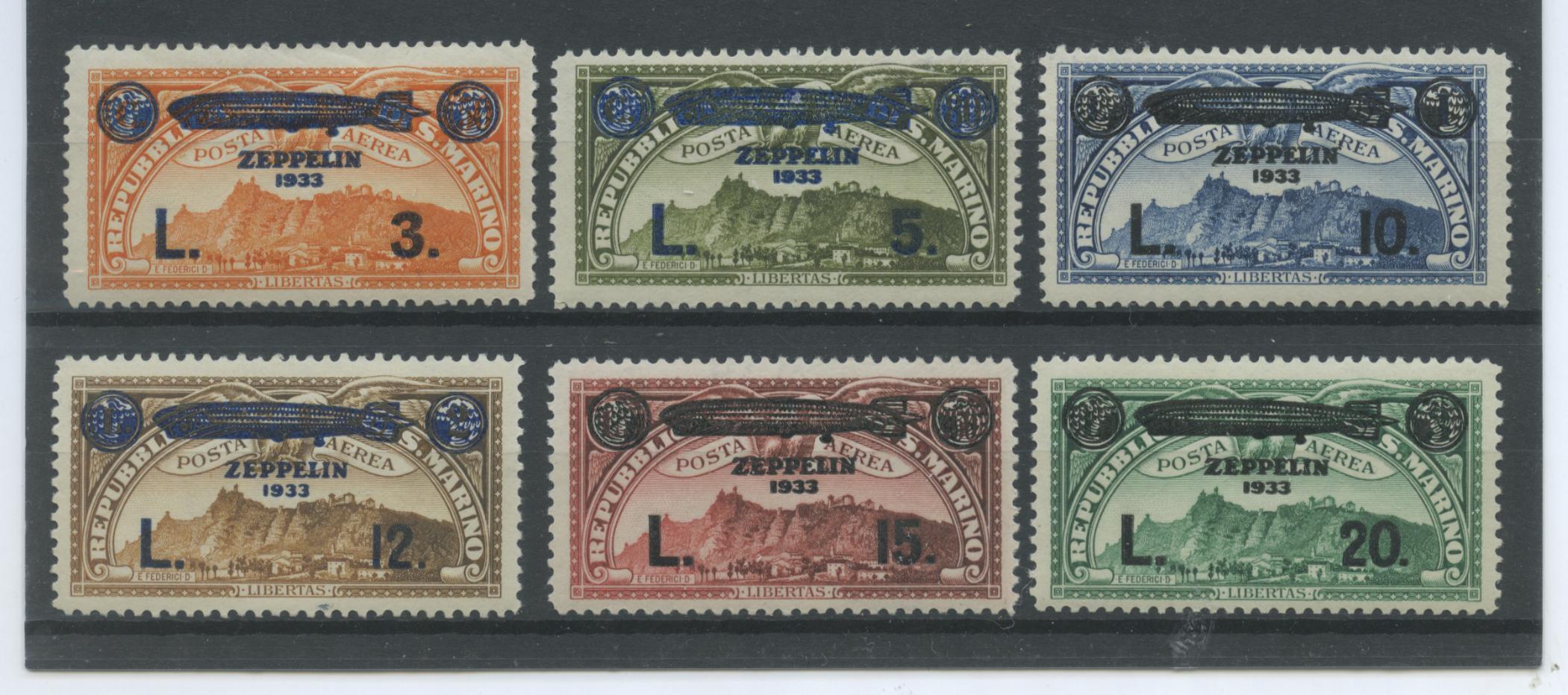 Scansione lotto: SAN MARINO 1933 ZEPPELIN 6V. 2 ** LUSSO CERT.