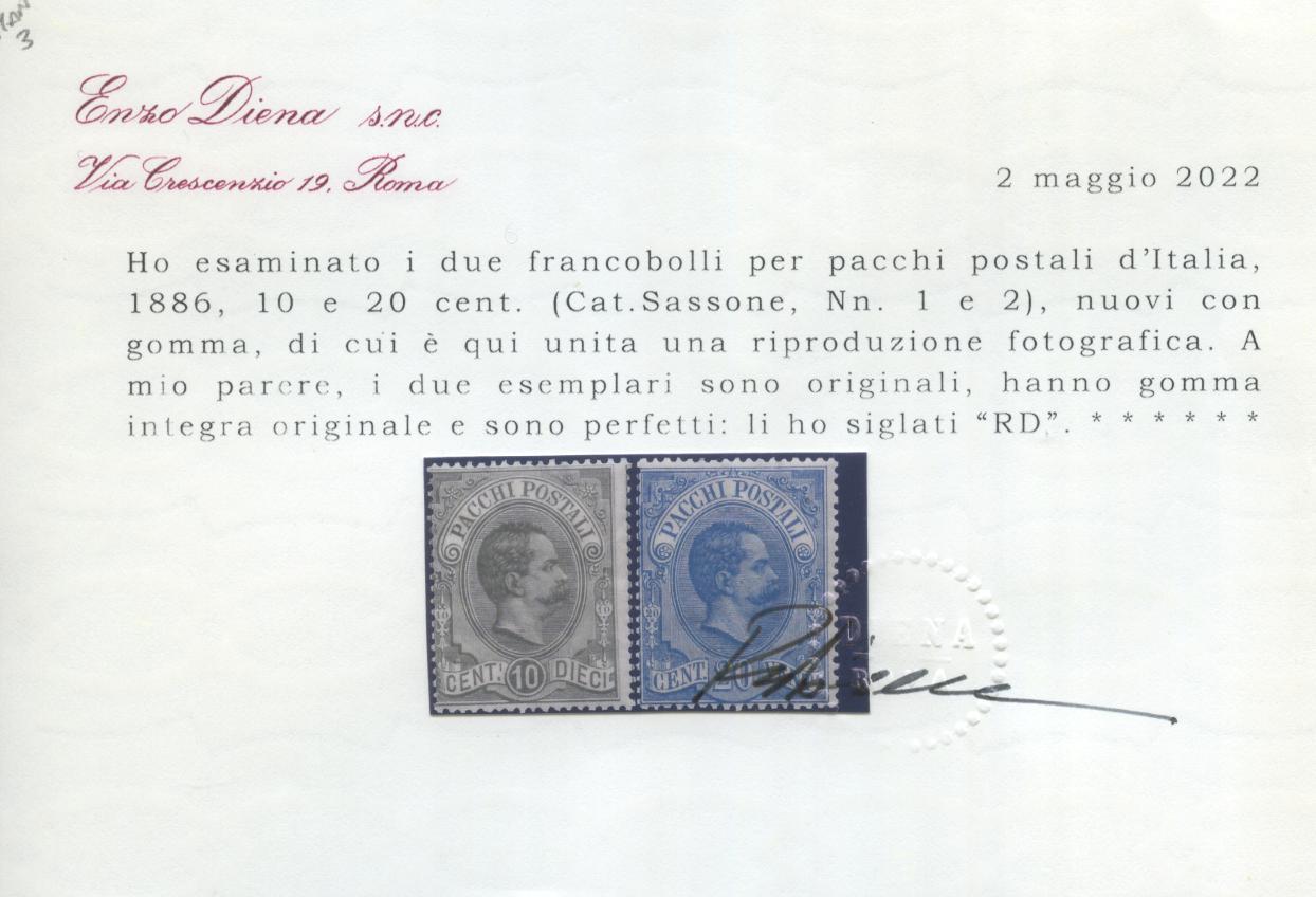 Scansione lotto: REGNO 1884/6 PACCHI 6V. 2 **  CERT.