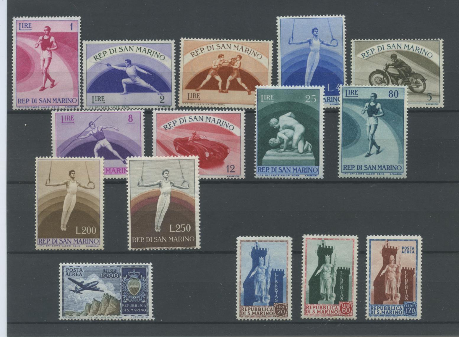 Scansione lotto: SAN MARINO 1954 ANNATA CPL. E P.A. 15V. ** CENTRATO