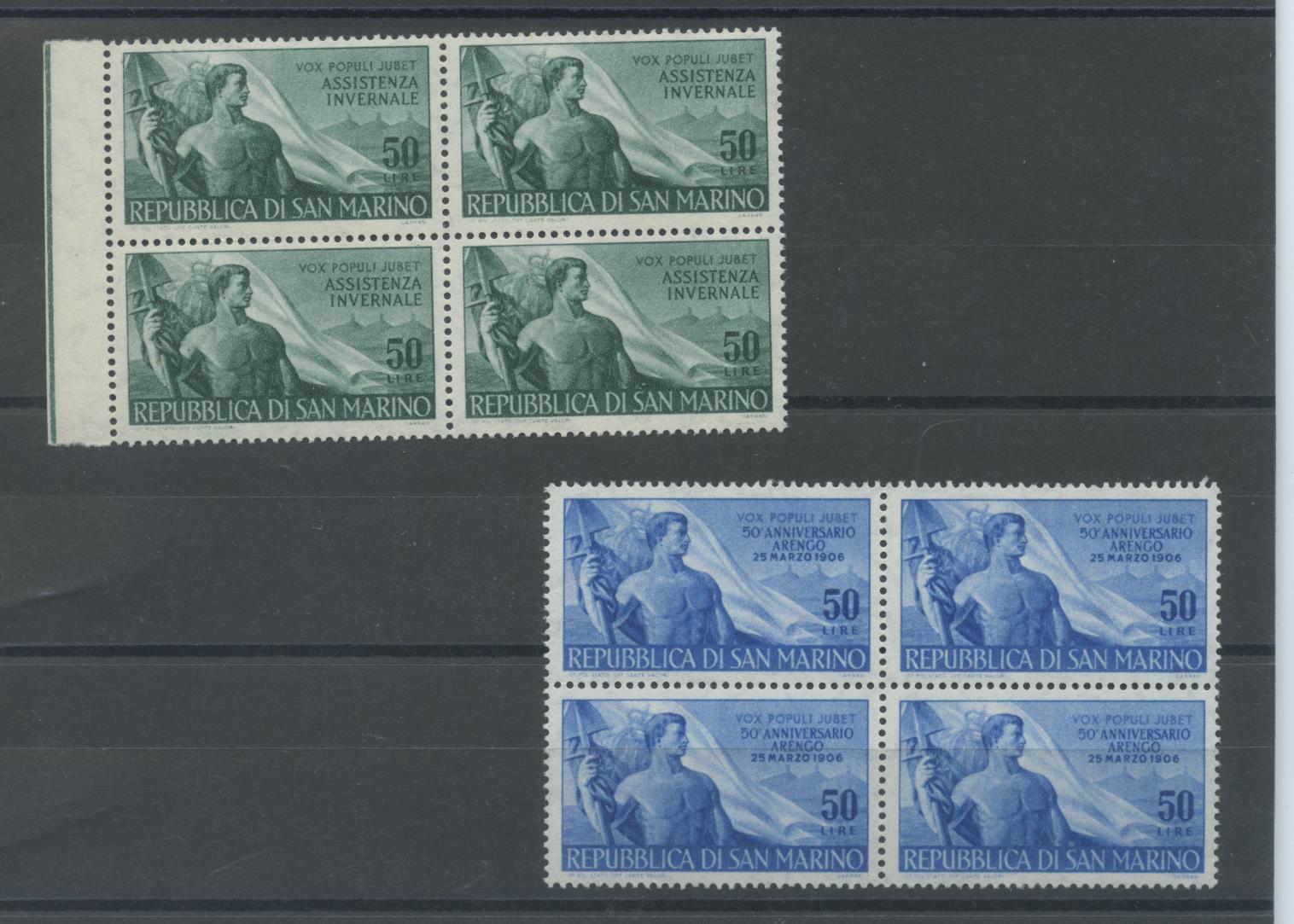 Scansione lotto: SAN MARINO 1956 ARENGO E ASSISTENZA X4 **