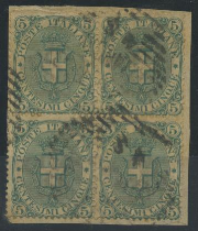 REGNO 1891/6 5C. QUARTINA US.